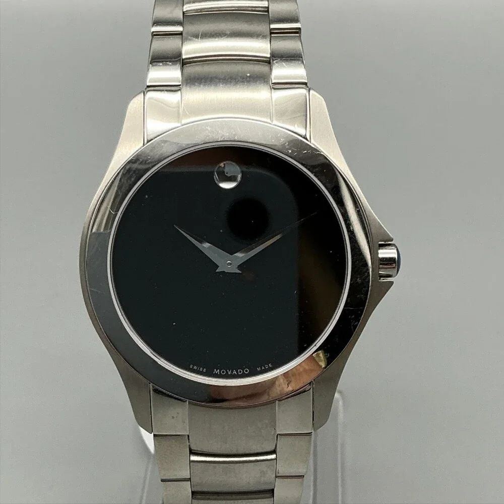 Movado Museum 84 G2 1855 Mens Watch 36mm Black Dial Stainless New Battery 8